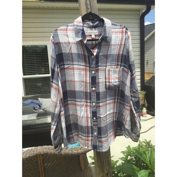 Knox Rose Tops - Knox rose shirt XL extra large flannel plaid lace insert women festival fairy